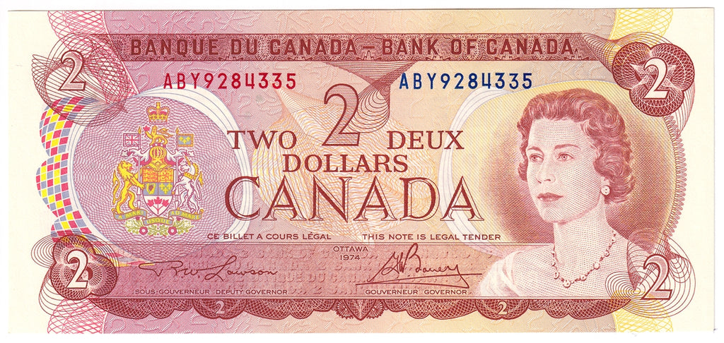 BC-47a-i 1974 Canada $2 Lawson-Bouey, ABY, Uncirculated (MS60)