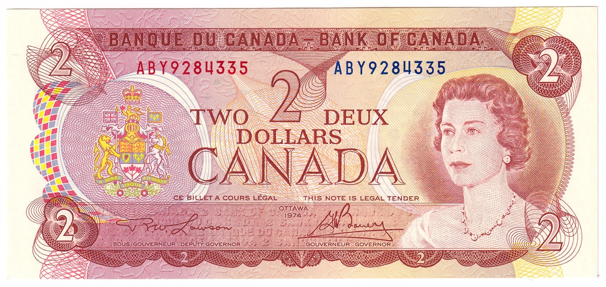 BC-47a-i 1974 Canada $2 Lawson-Bouey, ABY, Uncirculated (MS60)