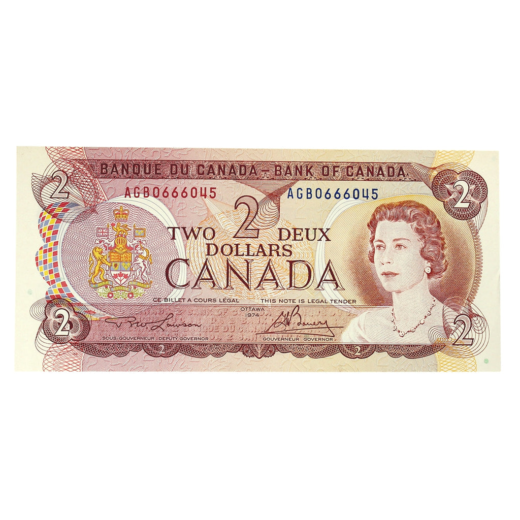 BC-47a-i 1974 Canada $2 Lawson-Bouey, AGB, AU-UNC (AU55)