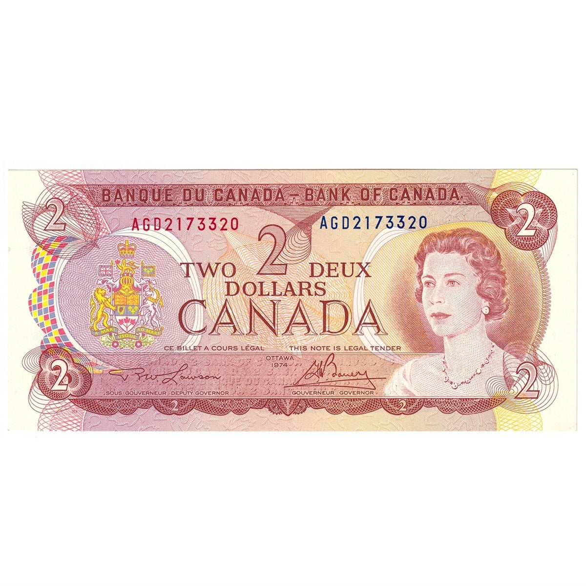BC-47a-i 1974 Canada $2 Lawson-Bouey, AGD, EF-AU (EF45)