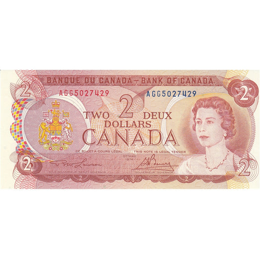 BC-47a-i 1974 Canada $2 Lawson-Bouey, AGG, CUNC