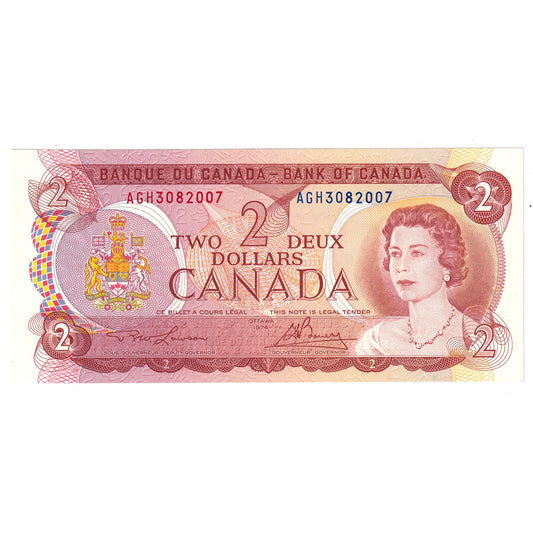 BC-47a-i 1974 Canada $2 Lawson-Bouey, AGH, AU-UNC