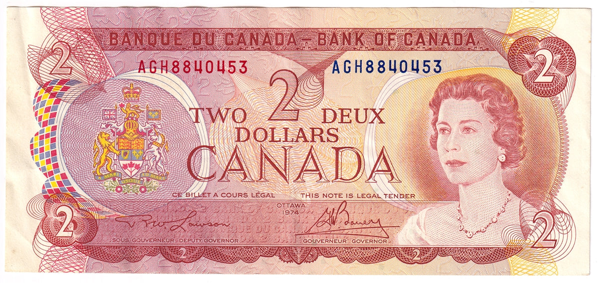BC-47a-i 1974 Canada $2 Lawson-Bouey, AGH, EF-AU (EF45)