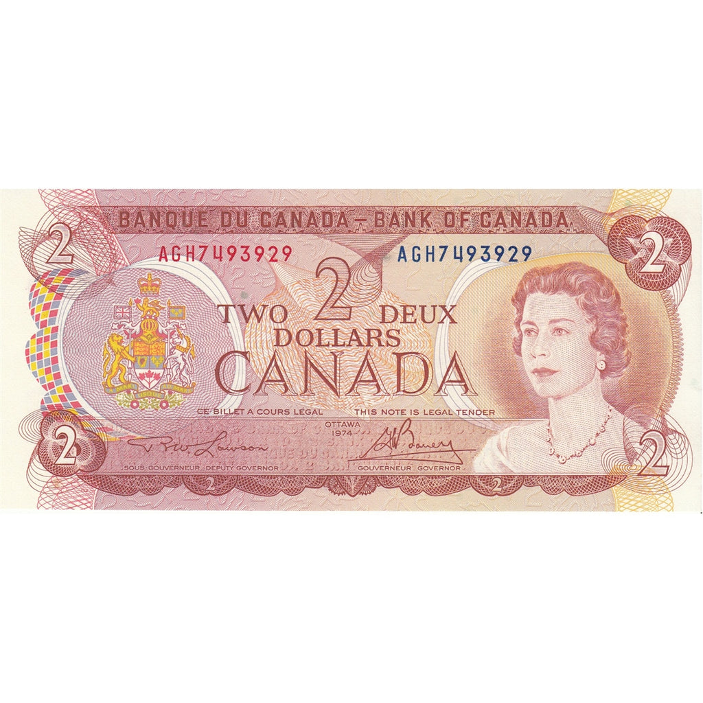 BC-47a-i 1974 Canada $2 Lawson-Bouey, AGH, Uncirculated (MS60)