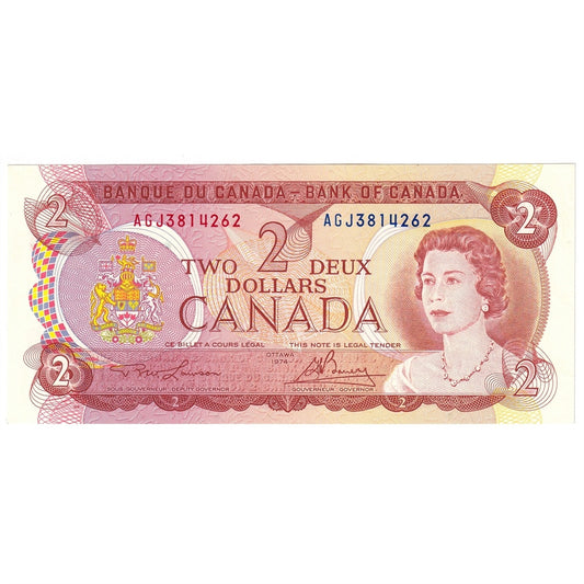 BC-47a-i 1974 Canada $2 Lawson-Bouey, AGJ, AU-UNC