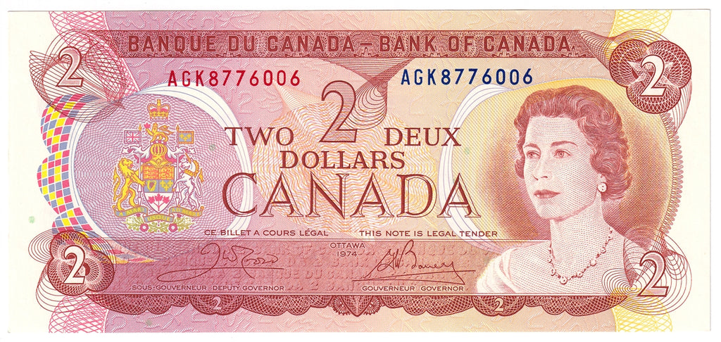 BC-47b 1974 Canada $2 Crow-Bouey, AGK, Uncirculated (MS60)