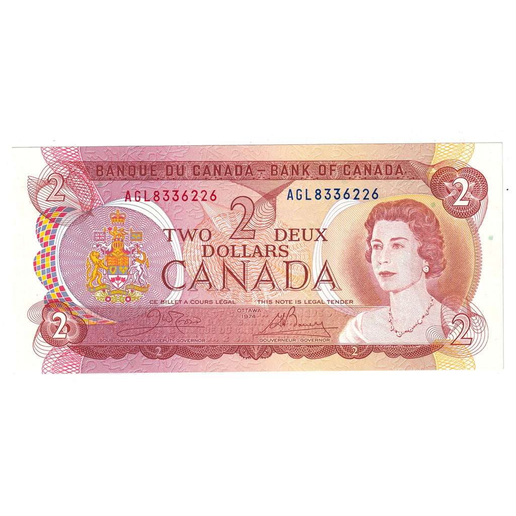 BC-47b 1974 Canada $2 Crow-Bouey, AGL, Uncirculated (MS60)