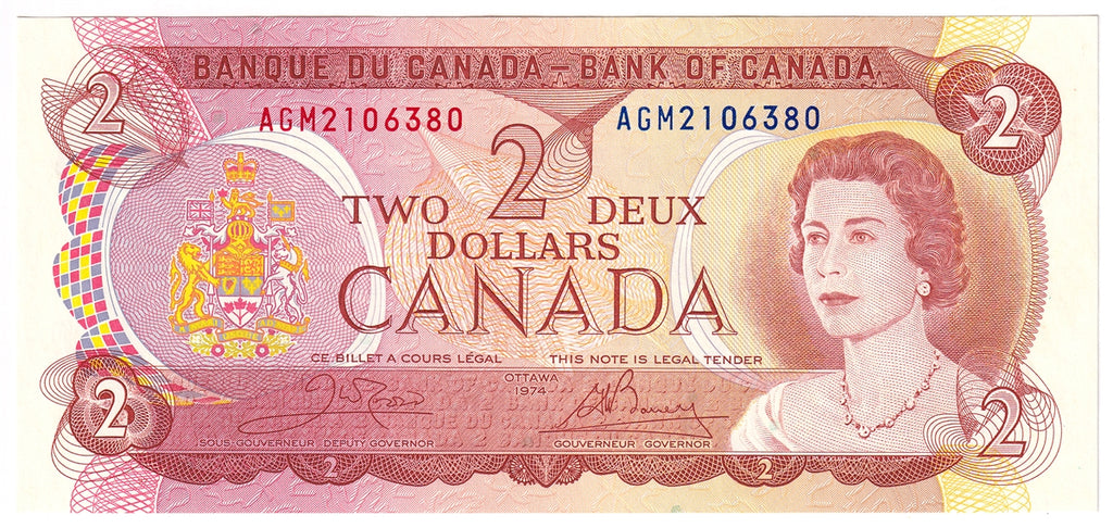 BC-47b 1974 Canada $2 Crow-Bouey, AGM, Uncirculated (MS60)