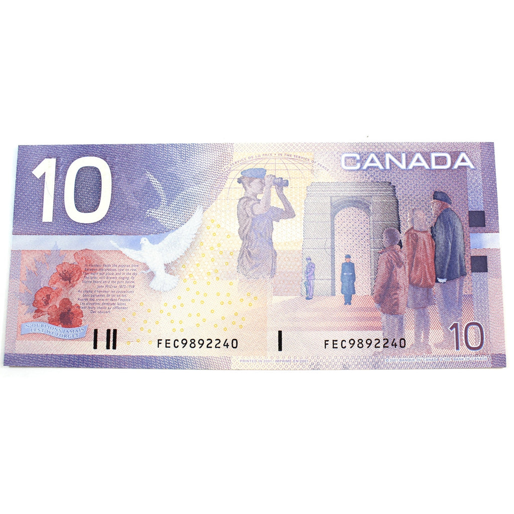 BC-63bA 2001 Canada $10 Knight-Dodge, FEC (9.800-10.00), Almost Uncirculated (AU50)
