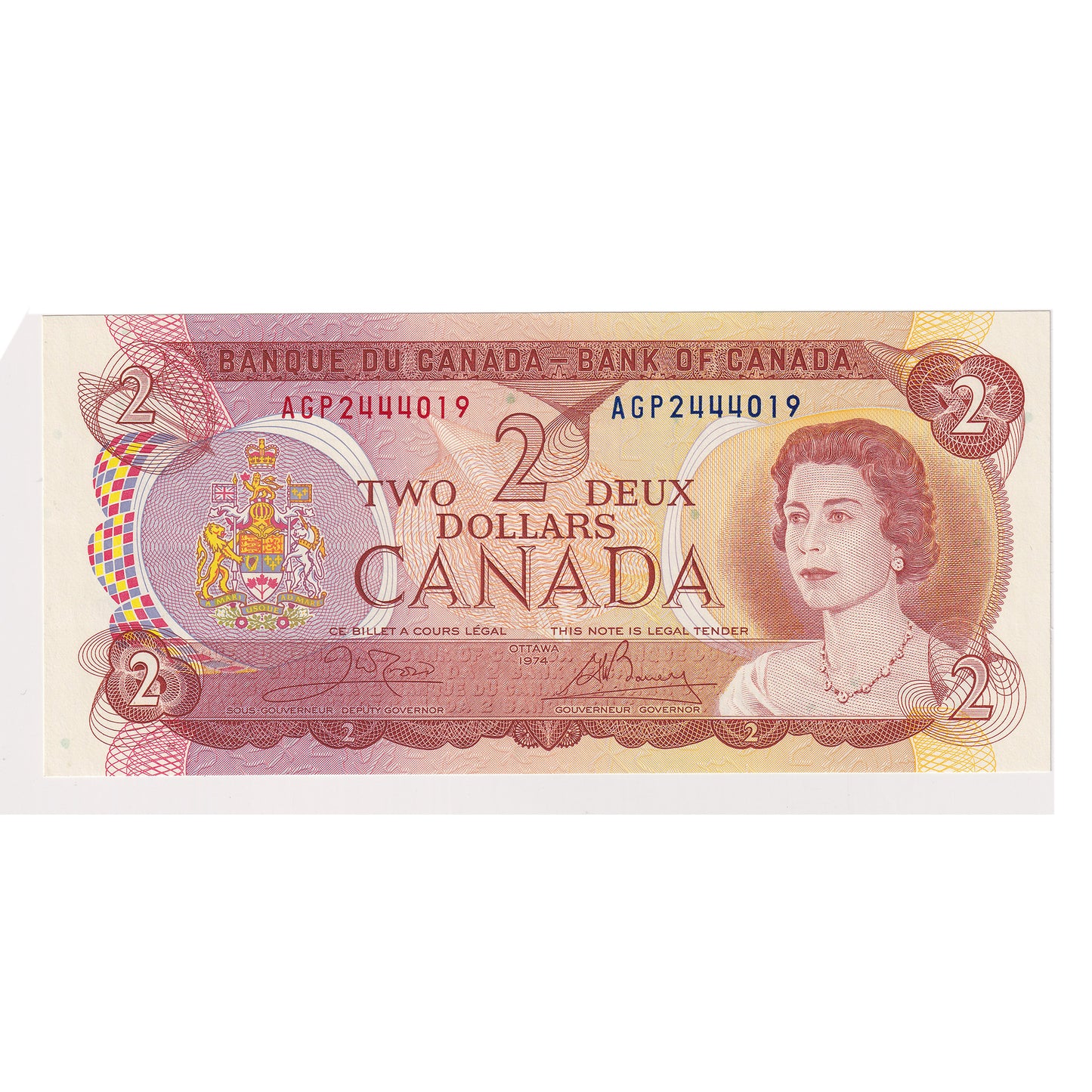 BC-47b 1974 Canada $2 Crow-Bouey, AGP, Uncirculated (MS60)