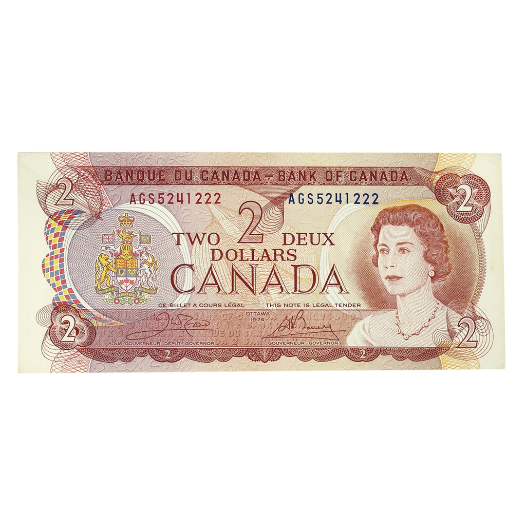 BC-47b 1974 Canada $2 Crow-Bouey, AGS, Almost Uncirculated (AU50)