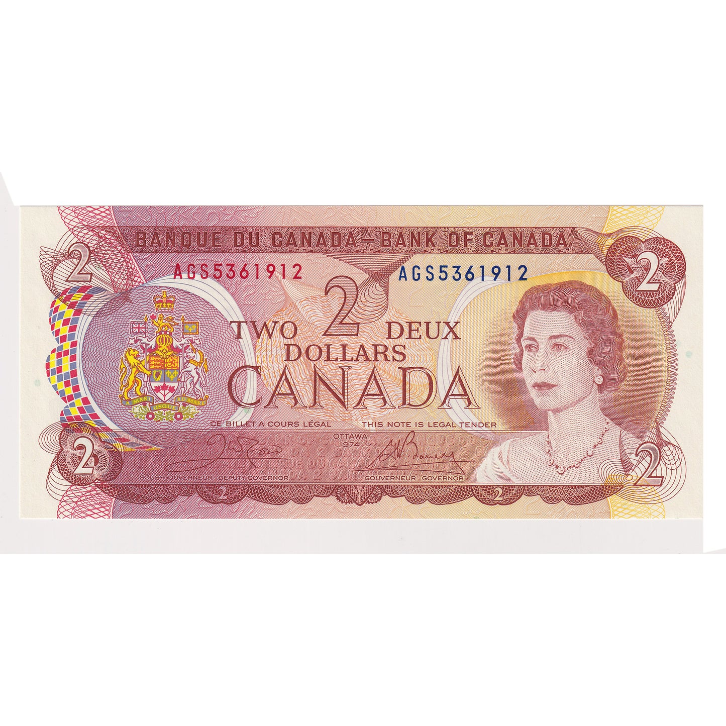 BC-47b 1974 Canada $2 Crow-Bouey, AGS, Choice Uncirculated (CUNC63)
