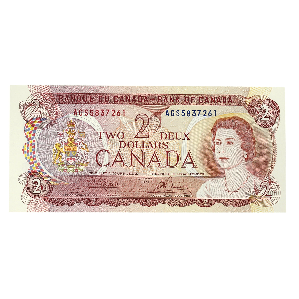 BC-47b 1974 Canada $2 Crow-Bouey, AGS, Uncirculated (MS60)