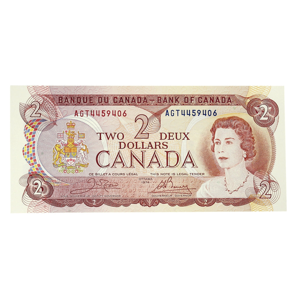 BC-47b 1974 Canada $2 Crow-Bouey, AGT, Choice Uncirculated (CUNC63)
