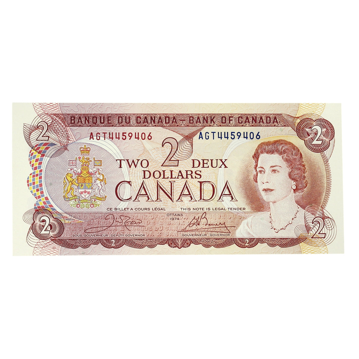BC-47b 1974 Canada $2 Crow-Bouey, AGT, Choice Uncirculated (CUNC63)