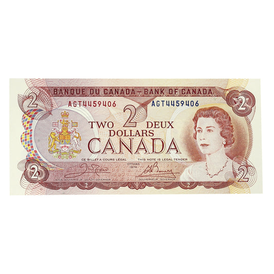 BC-47b 1974 Canada $2 Crow-Bouey, AGT, Choice Uncirculated (CUNC63)