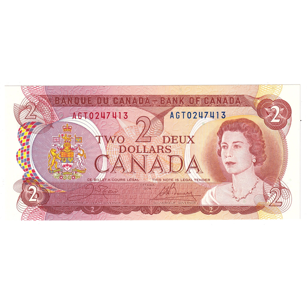 BC-47b 1974 Canada $2 Crow-Bouey, AGT, Uncirculated (MS60)