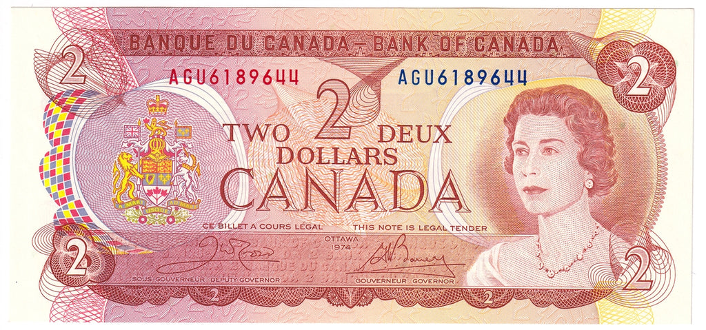 BC-47b 1974 Canada $2 Crow-Bouey, AGU, Uncirculated (MS60)