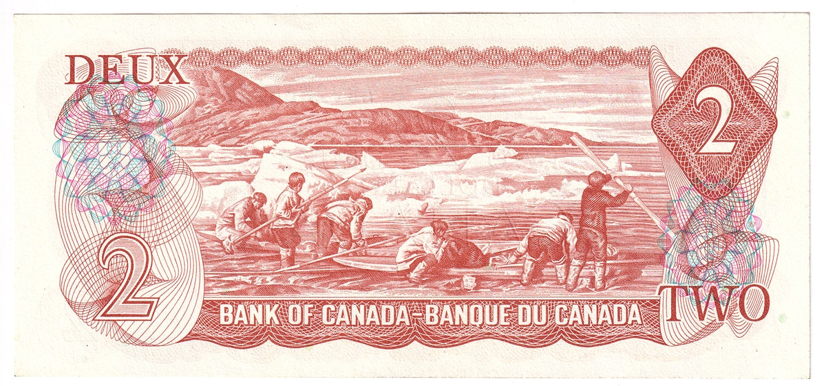 BC-47b 1974 Canada $2 Crow-Bouey, AGV, Almost Uncirculated (AU50)