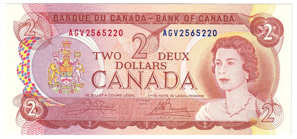 BC-47b 1974 Canada $2 Crow-Bouey, AGV, Uncirculated (MS60)