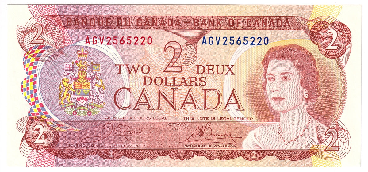 BC-47b 1974 Canada $2 Crow-Bouey, AGV, Uncirculated (MS60)