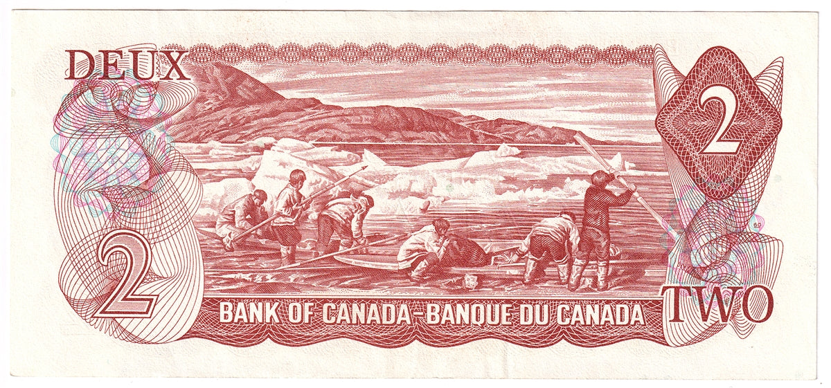 BC-47b 1974 Canada $2 Crow-Bouey, AGW, Almost Uncirculated (AU50)