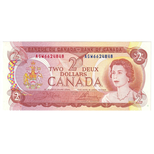 BC-47b 1974 Canada $2 Crow-Bouey, AGW, AU-UNC
