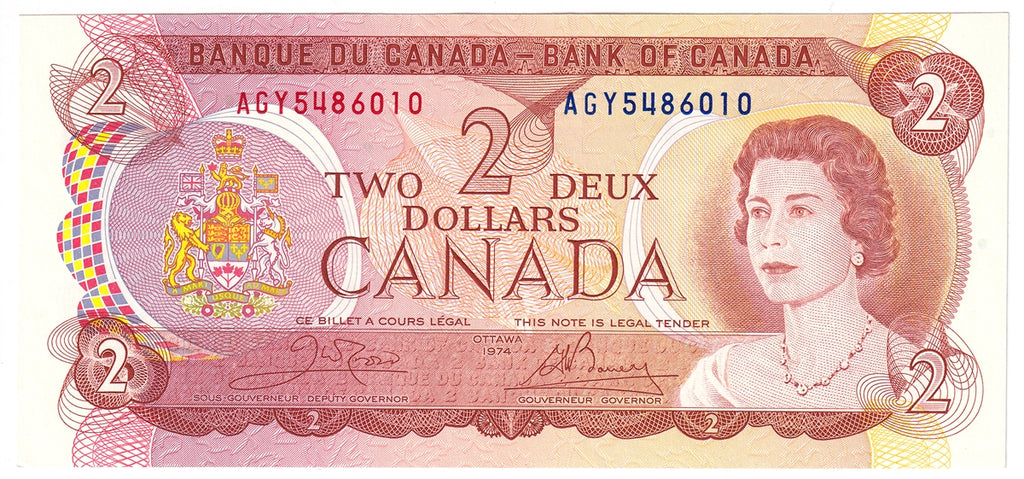 BC-47b 1974 Canada $2 Crow-Bouey, AGY, Uncirculated (MS60)