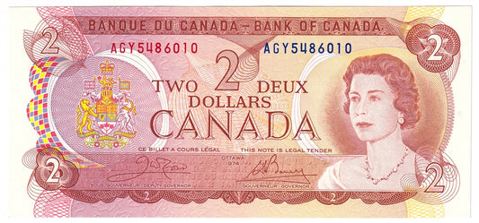BC-47b 1974 Canada $2 Crow-Bouey, AGY, Uncirculated (MS60)