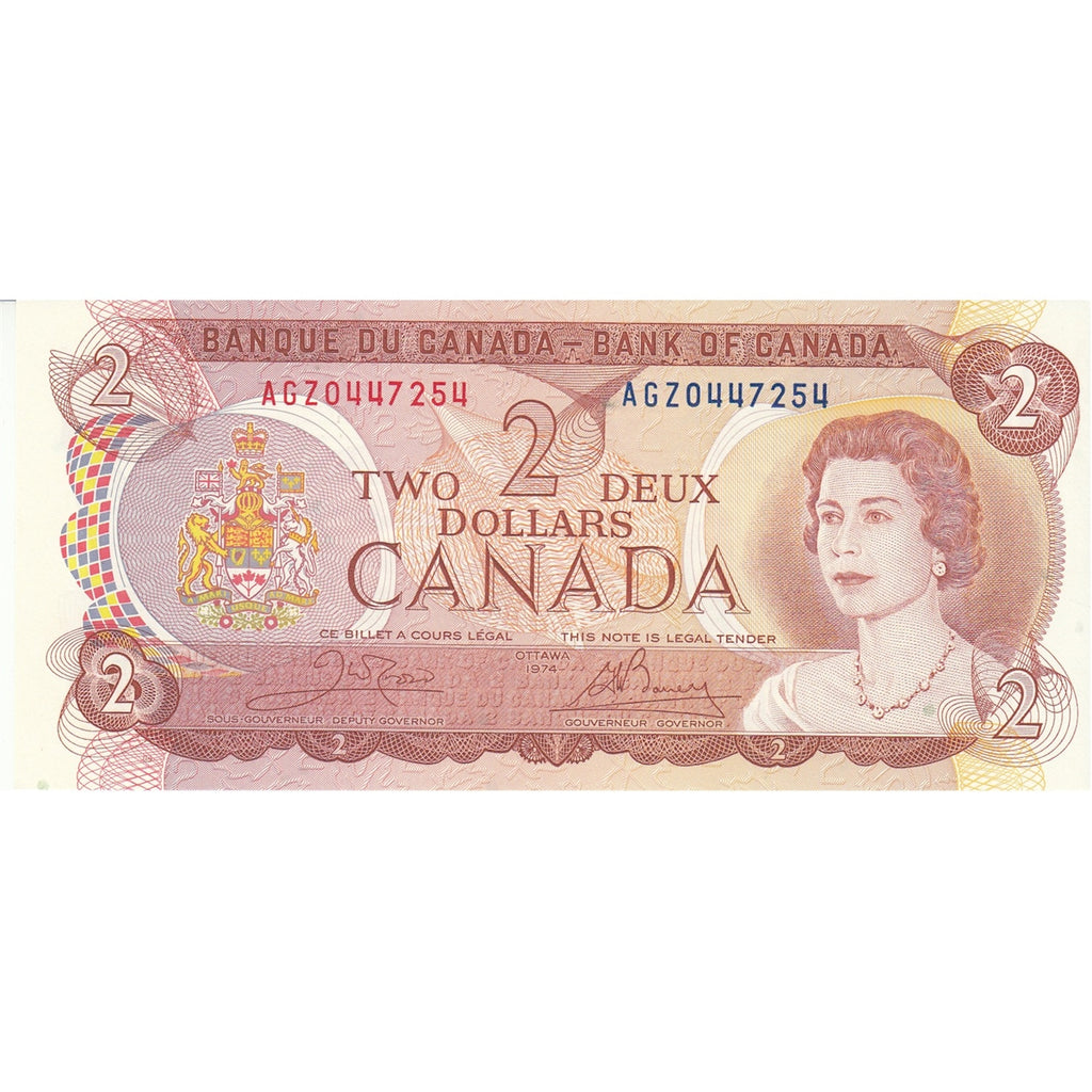 BC-47b 1974 Canada $2 Crow-Bouey, AGZ, Choice Uncirculated (CUNC63)