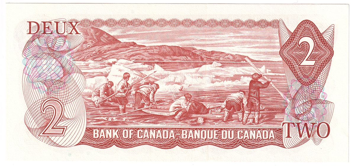 BC-47b 1974 Canada $2 Crow-Bouey, ARA, Almost Uncirculated (AU50)
