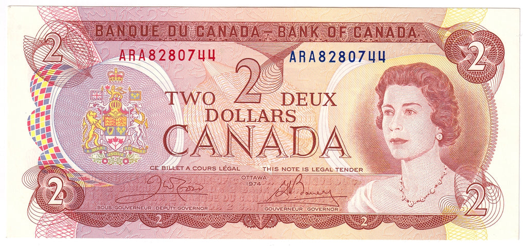 BC-47b 1974 Canada $2 Crow-Bouey, ARA, Uncirculated (MS60)