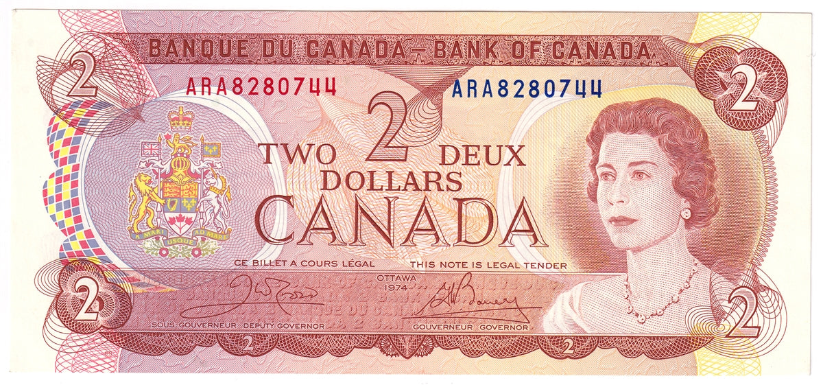 BC-47b 1974 Canada $2 Crow-Bouey, ARA, Uncirculated (MS60)