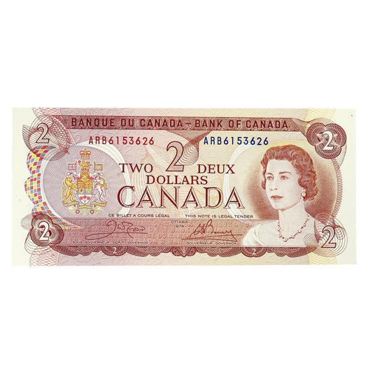 BC-47b 1974 Canada $2 Crow-Bouey, ARB, AU-UNC