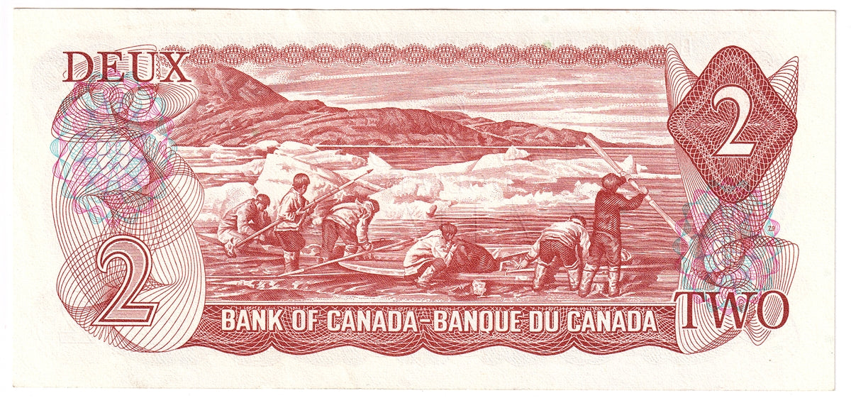 BC-47b 1974 Canada $2 Crow-Bouey, ARC, Almost Uncirculated (AU50)