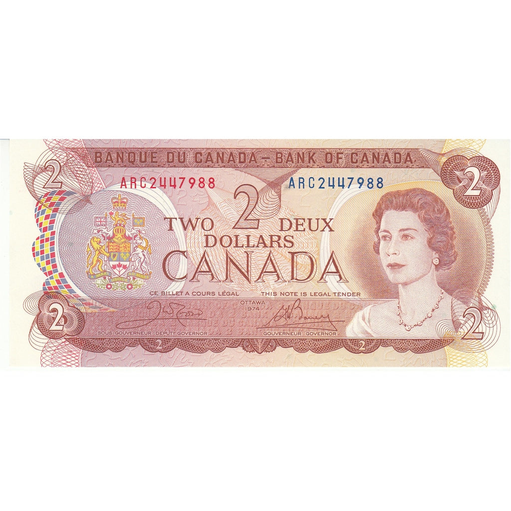 BC-47b 1974 Canada $2 Crow-Bouey, ARC, Uncirculated (MS60)
