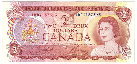 BC-47b 1974 Canada $2 Crow-Bouey, ARD, AU-UNC