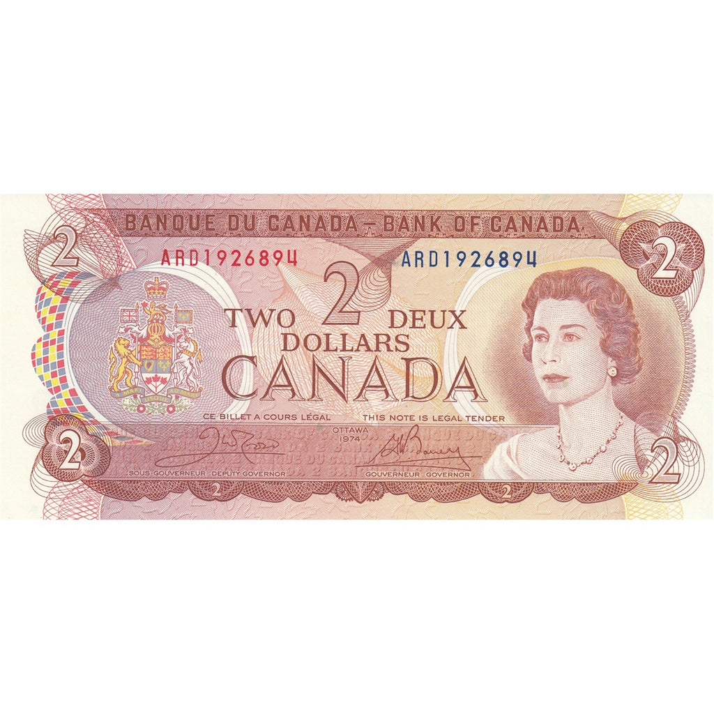 BC-47b 1974 Canada $2 Crow-Bouey, ARD, Choice Uncirculated (CUNC63)