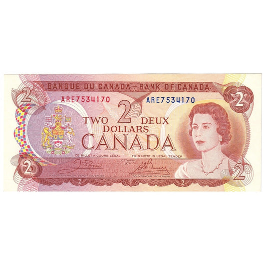 BC-47b 1974 Canada $2 Crow-Bouey, ARE, AU-UNC