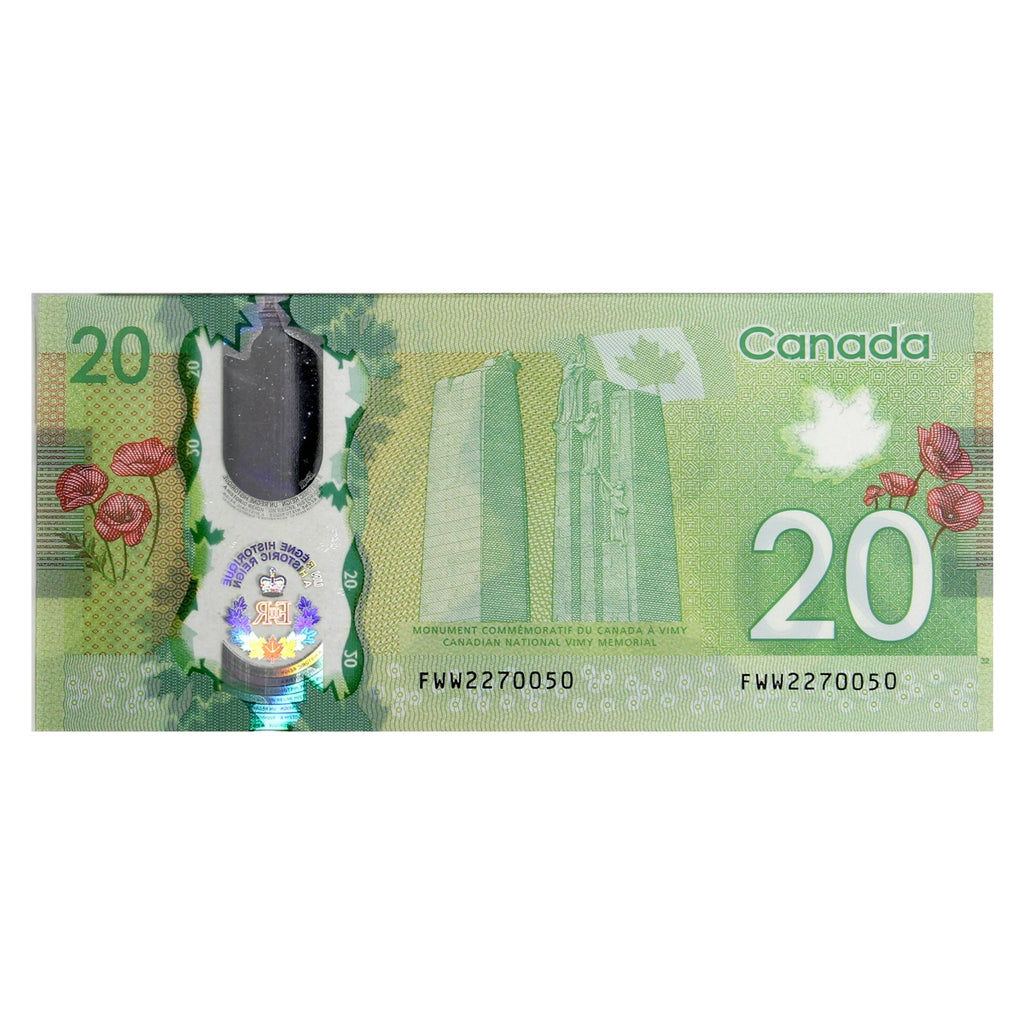 BC-74 2015 Canada $20 Wilkins-Poloz, FWW, Choice Uncirculated (CUNC63)