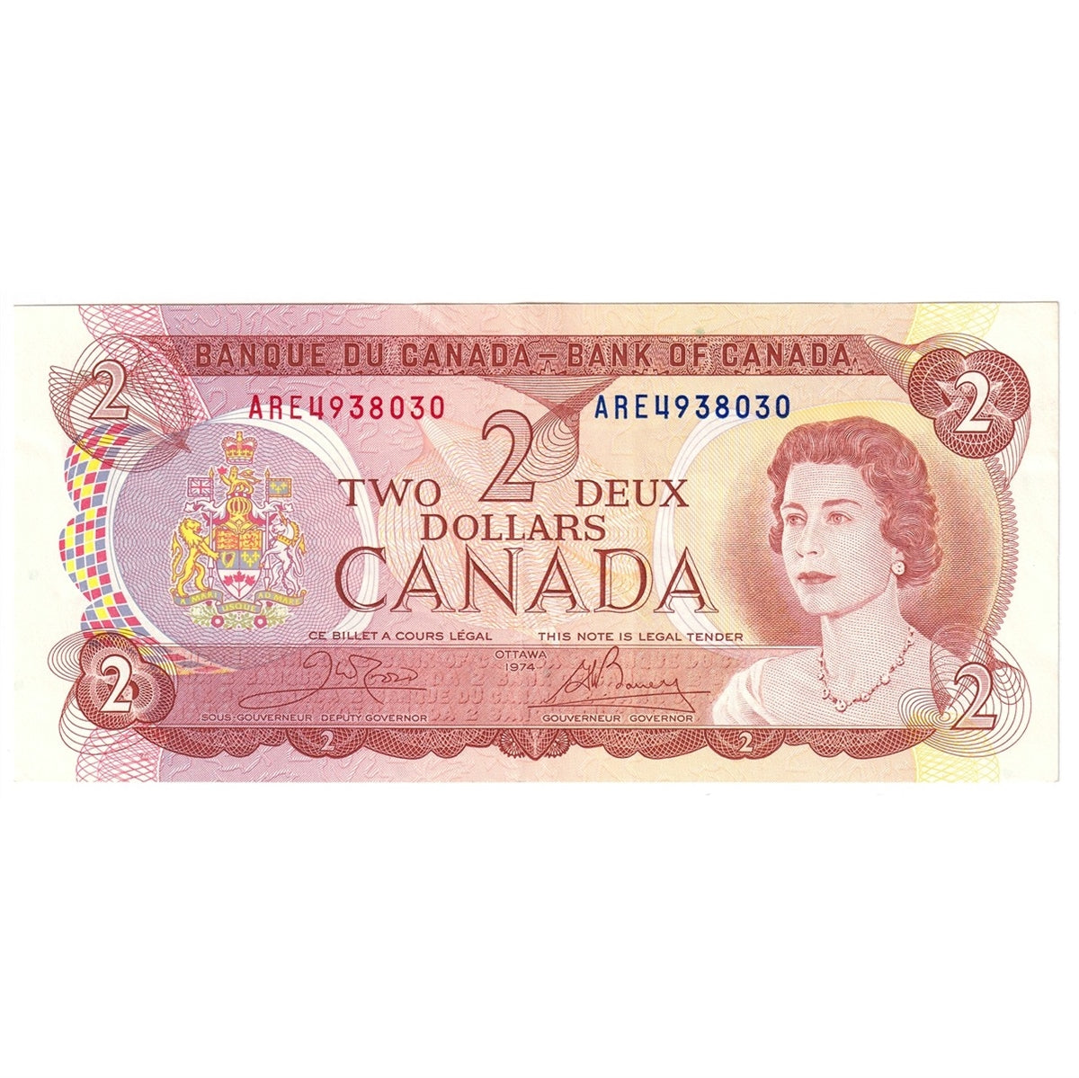 BC-47b 1974 Canada $2 Crow-Bouey, ARE, EF-AU (EF45)