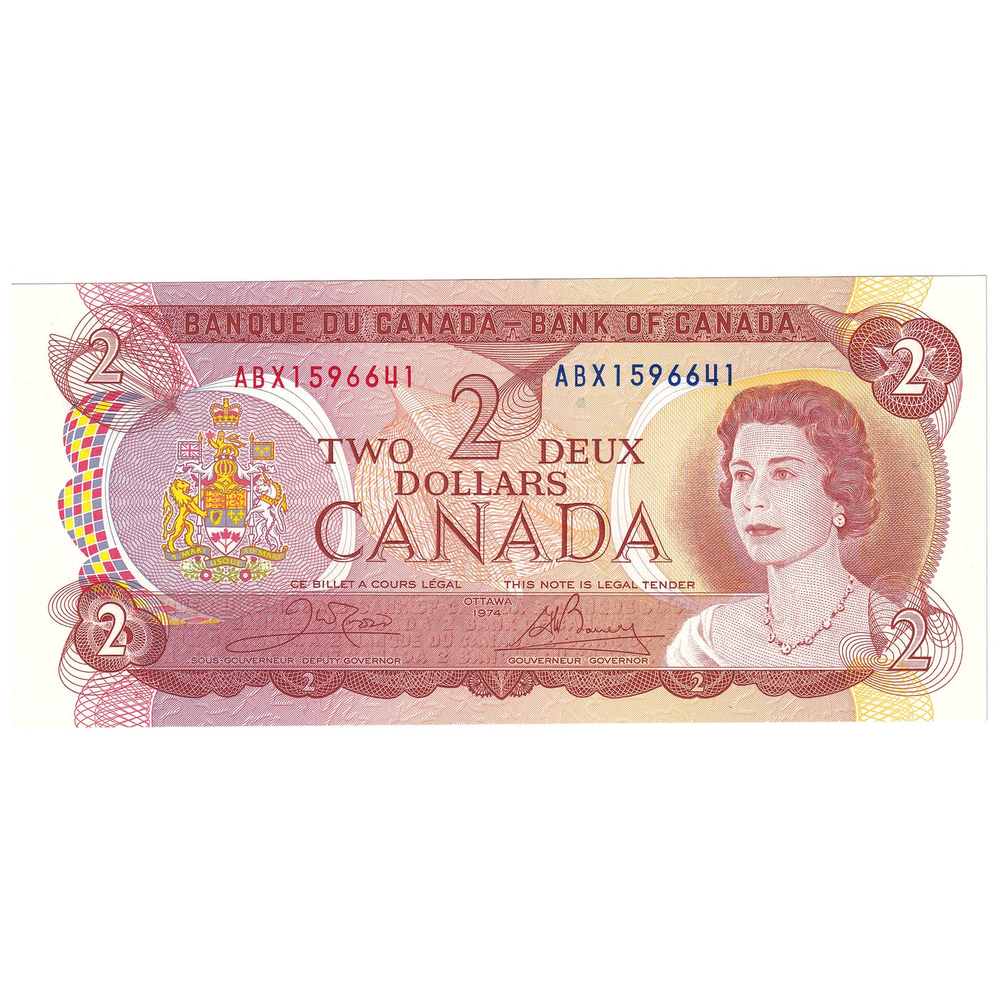 BC-47bA 1974 Canada $2 Crow-Bouey, ABX, AU-UNC