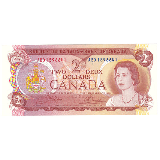 BC-47bA 1974 Canada $2 Crow-Bouey, ABX, AU-UNC
