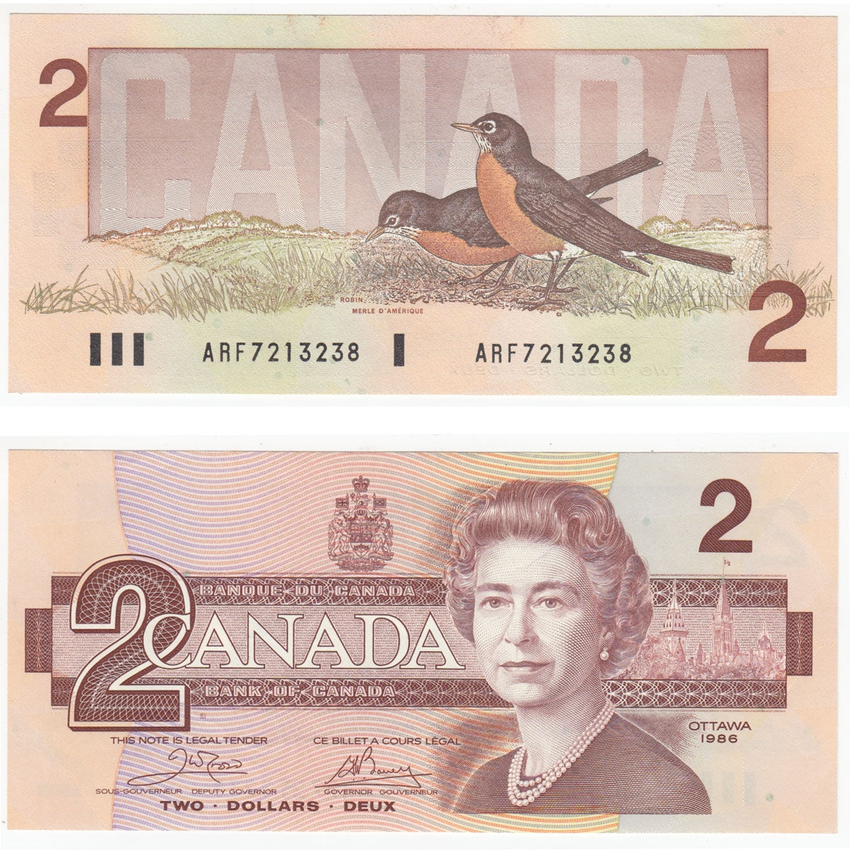 BC-55a 1986 Canada $2 Crow-Bouey, ARG, AU-UNC (AU55)