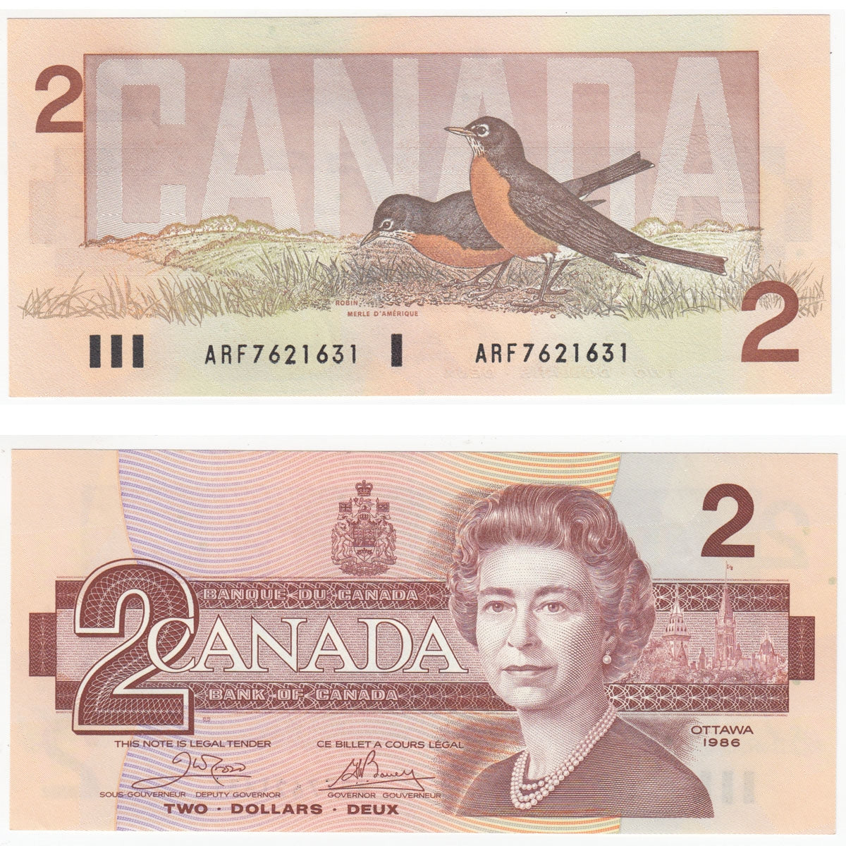 BC-55a 1986 Canada $2 Crow-Bouey, ARF, Uncirculated (MS60)