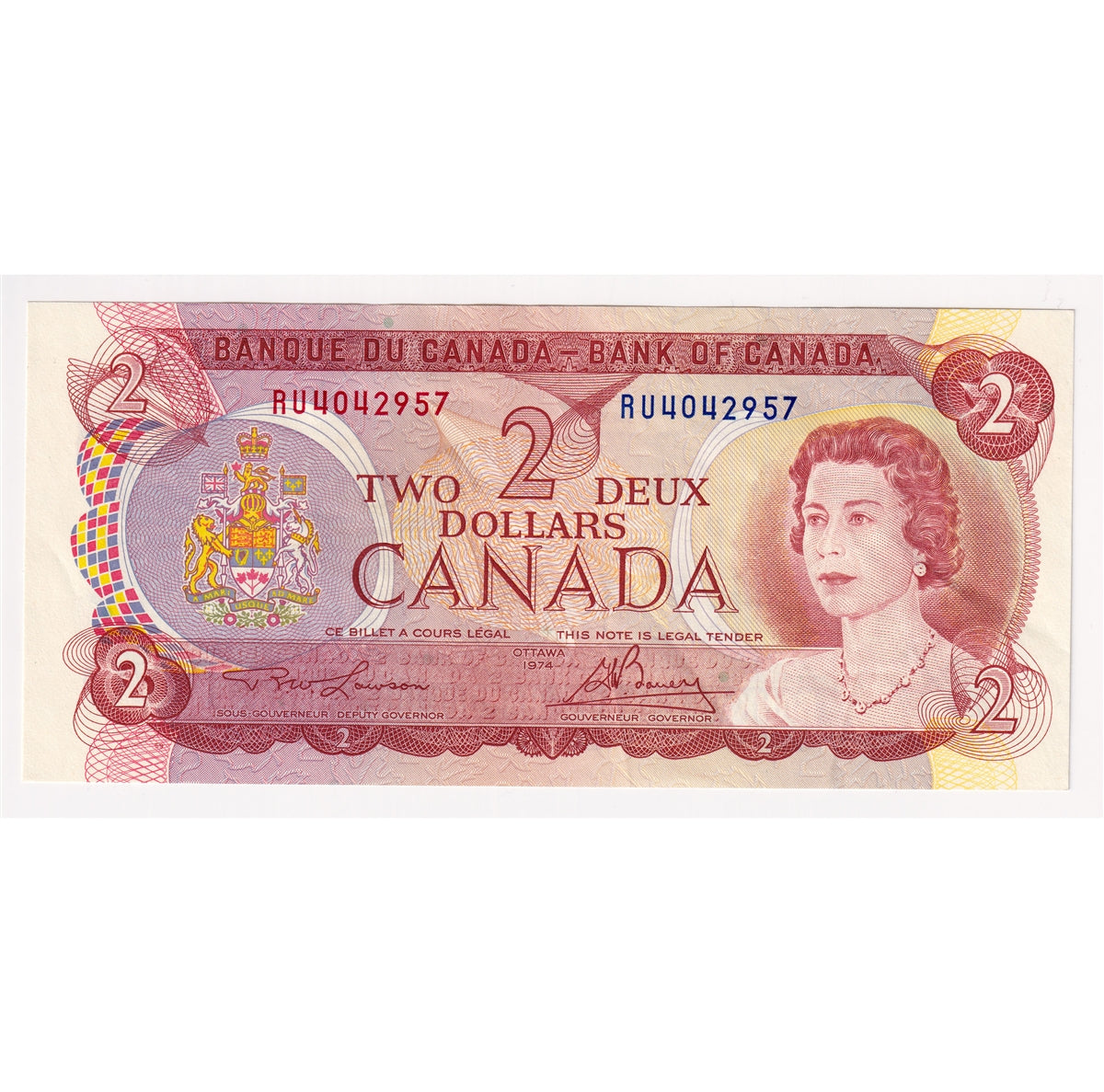 BC-47a 1974 Canada $2 Lawson-Bouey, RU, Almost Uncirculated (AU50)