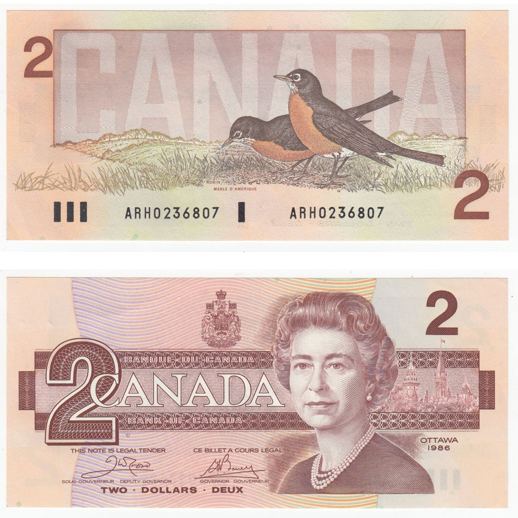 BC-55a 1986 Canada $2 Crow-Bouey, ARH, AU-UNC (AU55)