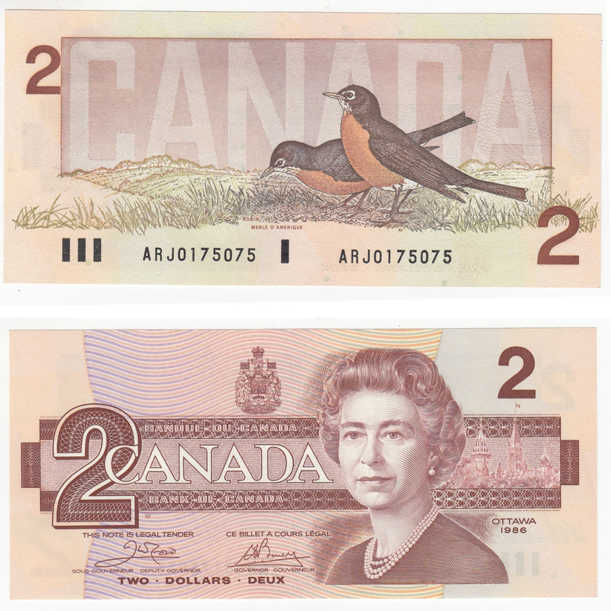 BC-55a 1986 Canada $2 Crow-Bouey, ARJ, Choice Uncirculated (CUNC63)