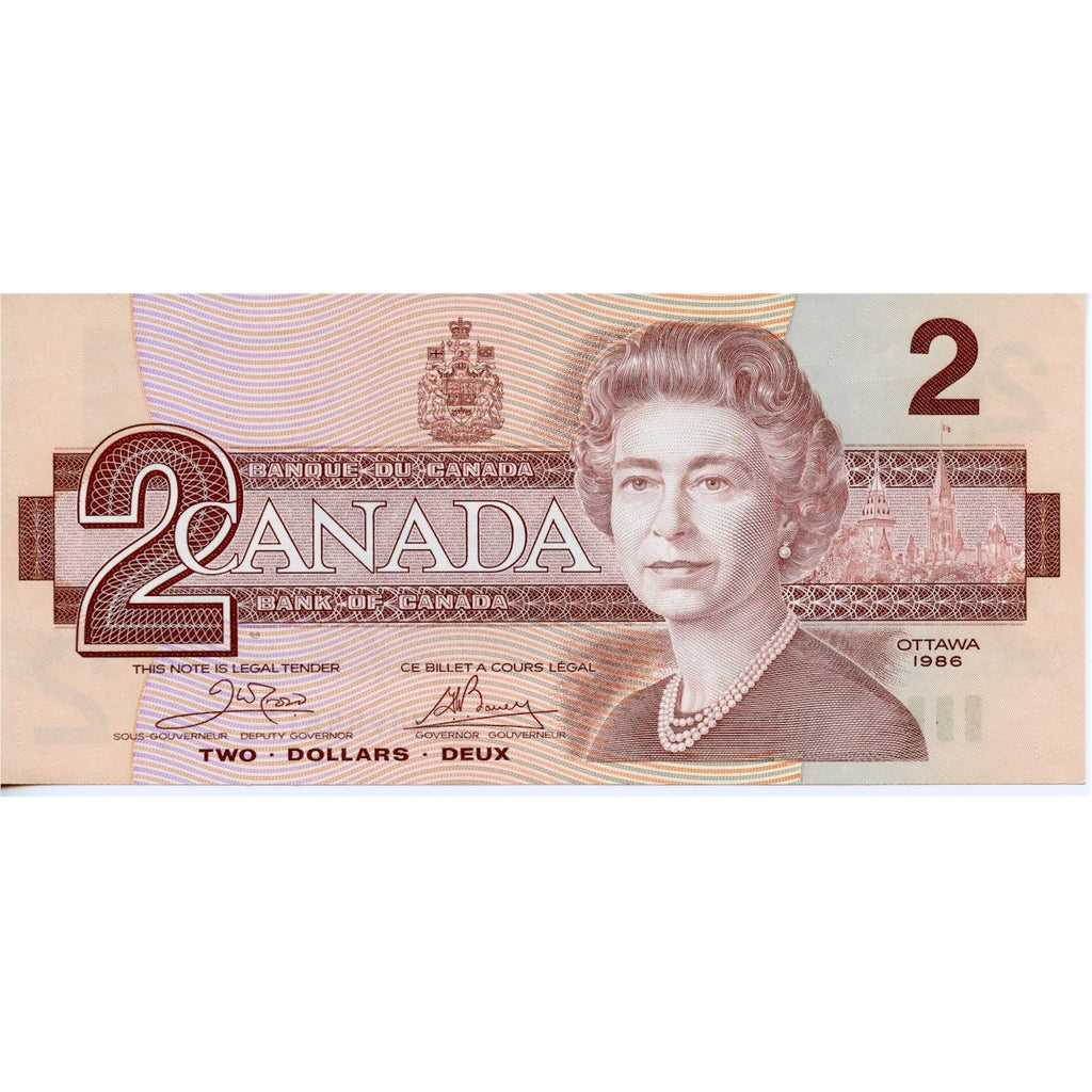 BC-55a 1986 Canada $2 Crow-Bouey, ARM, AU-UNC (AU55)