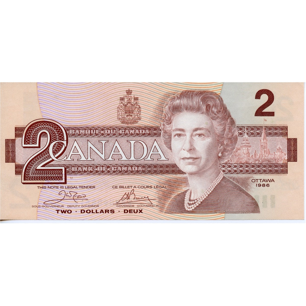BC-55a 1986 Canada $2 Crow-Bouey, ARM, AU-UNC (AU55)